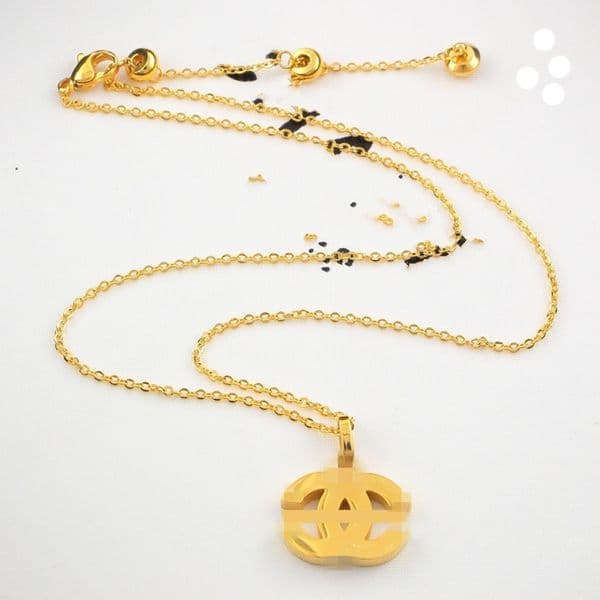Easy chic Women girl Diamond C luxury designer gold silver letter pendant choke necklace elegant Love 18K 316L stainless steel logo engrave chain Fashion Jewelry