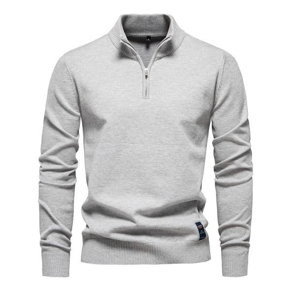 WOZK2026 new solid color pure cotton sweater men's stand up collar half zipper slim fit men's knitted sweater top designer Men's clothing