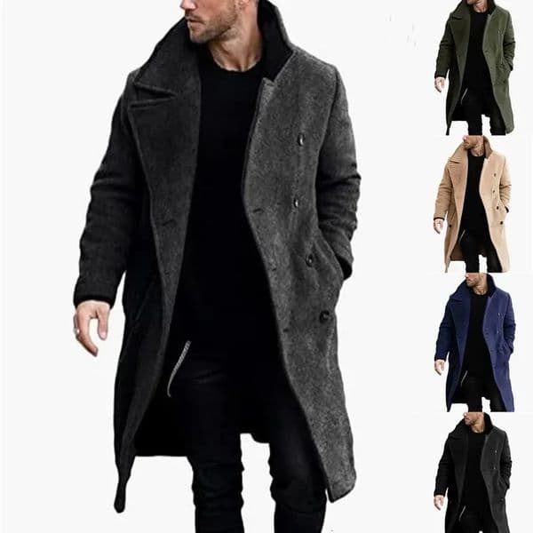 23 Autumn and Winter Woolen Mens Coat Long Multicolor Multicode Windbreaker European Doublebreasted 251222