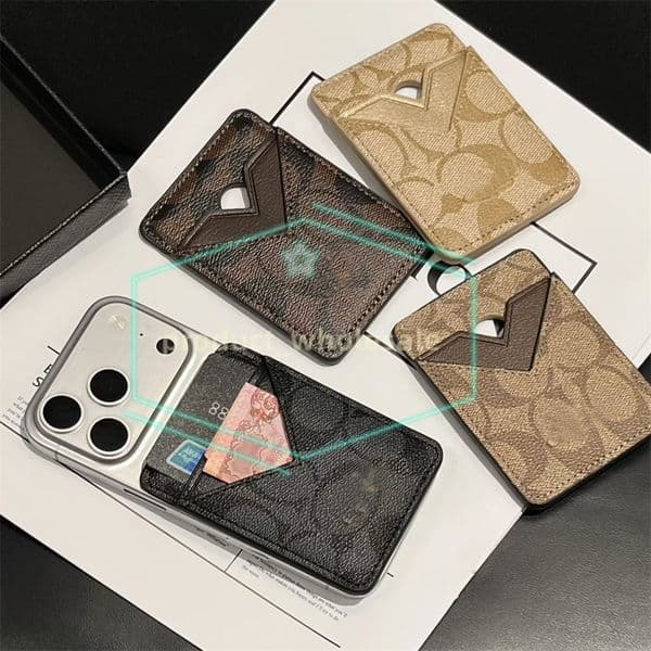 Designer Leather MagSafe Card Holder Phone Case All Fitted Luxury Universal Mini Wallet Work For iPhone 17 16 15 14 13 12 Pro Max Promax Card Cover ID Bank Bus Cards