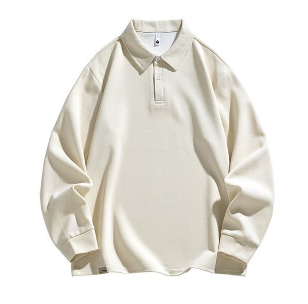 a522 Men Long-sleeved Autumn and Winter Heavy Loose Solid Color Lapel Youth Casual