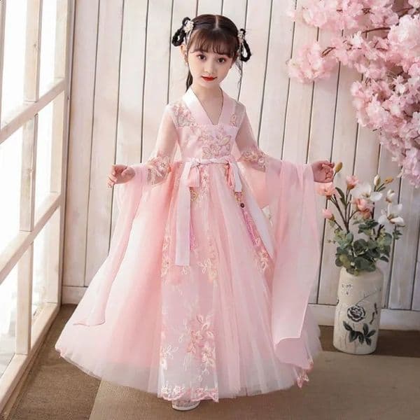 2026 New Kids Fairy Tang Costume Girls Casual Dresses Hanfu Girl Summer Childrens Clothing Outfit Princess Dress Baby Vestido Robe Fille 251223 Designer