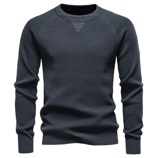 WOZK2026 autumn and winter new round neck fashionable solid color sweater for men, high-quality business casual knitted men's sweater
