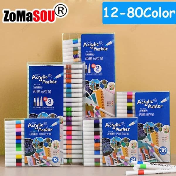 12-60 Top Colors Acrylic Paint Marker Pen Graffiti for Card Ceramic Stone Mug Glass Fabric Clothes Shoes Wood Easter Egg Manga 251219BJ