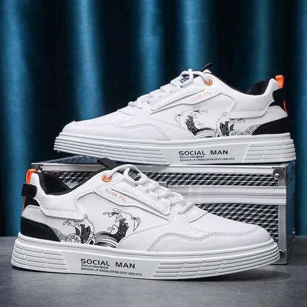Mens thick-sole breathable casual shoes four season non-slip outdoor walking shoes light flat shoes students sports board shoes Z251223