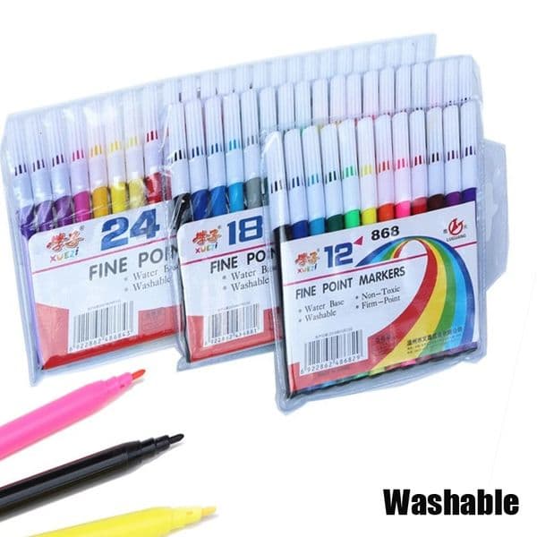 12/18/24 Colored Water Color Drawing Pen Colour Fine Point Felt Tip Marker Pens for Children Student DIY Scrapbook Art Supplies 251219BJ