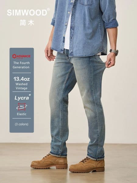 2025 Autumn Winter 134oz Elastic Fabric Jeans Men Plus Size Comfortable Trousers Denim Pants 251211