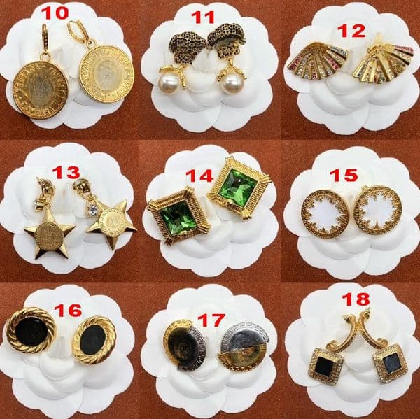 Square Green Crystal Greece Pattern Enamel Medusa Head Stud Earrings Micro inlays Diamonds Zircon Ear Buckles