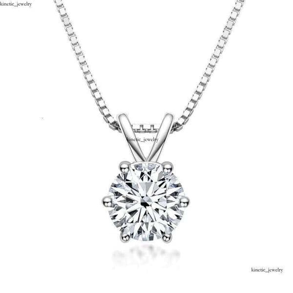 Sterling Sier Silicon Stone Round Solitaire Pendant Necklace Rhodium Plated Wedding Engagement Party