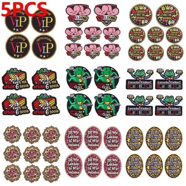 New Carnival 5Pcs/Lot Netherland Oeteldonk Emblem Embroidered Frog Patch Iron On Patches For Clothing DIY