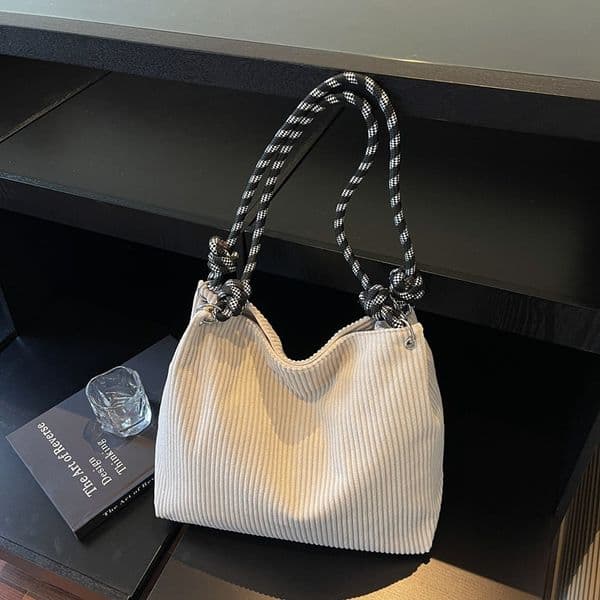 Corduroy Shoulder Bag with Casual Texture Versatile and Simple Women's Bag