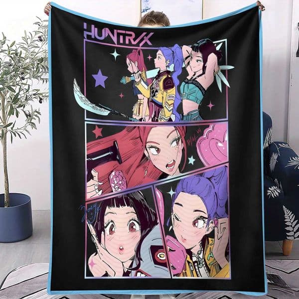 K-Pop Demon Hunters Printed Blanket Girls Boys Plush Throw Blanket Sofa Blankets Warm Birthday Gifts For Girls Huntrix Blankets W251224