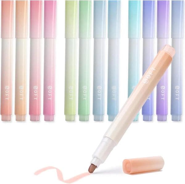 Pastel Bible Highlighter No Bleed Chisel Tip 12 Pack Assorted Colors Cute Aesthetic Highlighters 251223BJ