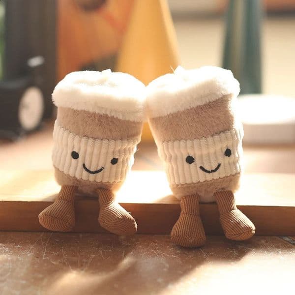 Cute Plush Milk Tea Cup Keychain Adorable Fluffy Drink Keyring Accessory for Bags Backpacks Toy Doll Kids Birthday Gift 251224BJ