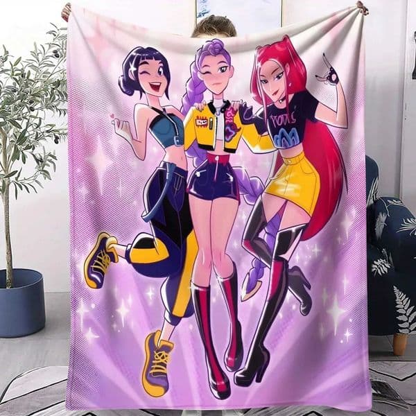 Idol Team Blanket Magical Girl Pattern Air Conditioning Blanket for Bedroom Living Room Cozy Anime Fans Nap Decor Blanket W251224