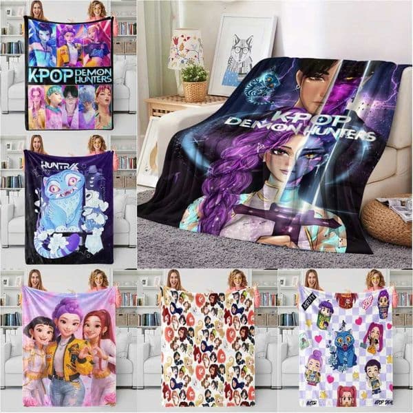 LUXURY K-Pop Demon Hunters Blanket Hot Rumi Mira Zoey Fan Gifts Blanket Soft Fluffy Flannel Throw for Home Sofa Camping Travel OfficeXJ251224