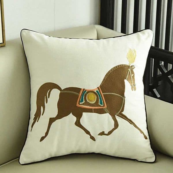 Luxury Creative Horse Cotton And Linen Case For Home Decoration Living Room Sofa Embroidery Cushion Cover 45X45cm M251224 B2
