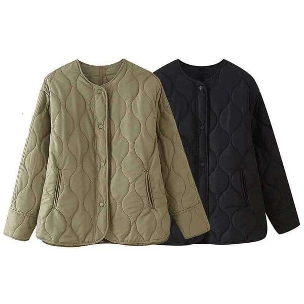 Woman Demi-Season Short Jacket Parkas Black Army Green Outwears Warm Lightweight Padded Women