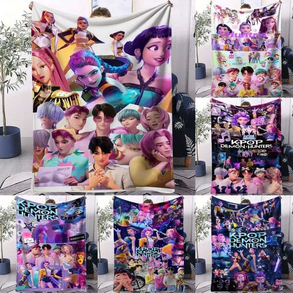 LUXURY K-Pop Demon Hunters Blanket Huntrix Saja Boys Hot Anime Flannel Plush Warm Throw for Home Comfort Sofa Bed Cover Camping TravelXJ251224