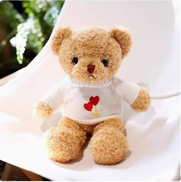 30cm 2026 Sweater Teddy Plush Toy Floral Bouquet Stuffed Animal Doll Valentines Day Gift Cute Hugging Bear for Christmas XJ260303 Z260528