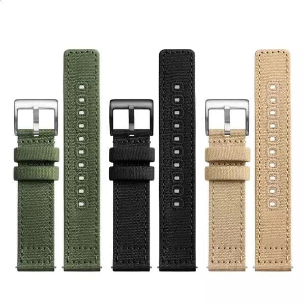 Canvas Watch band 18mm 19mm 20mm 22mm Khaki Watch Strap Quick Release Wristband for Military Replacement Watchband for Men 251223