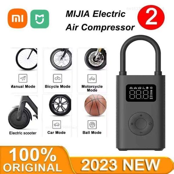 Xiaomi Mijia Air Pump 2 Portable Car & Bicycle Inflator with Tire Pressure Detection 150PSI 2000mAh Rechargeable PreSet Function