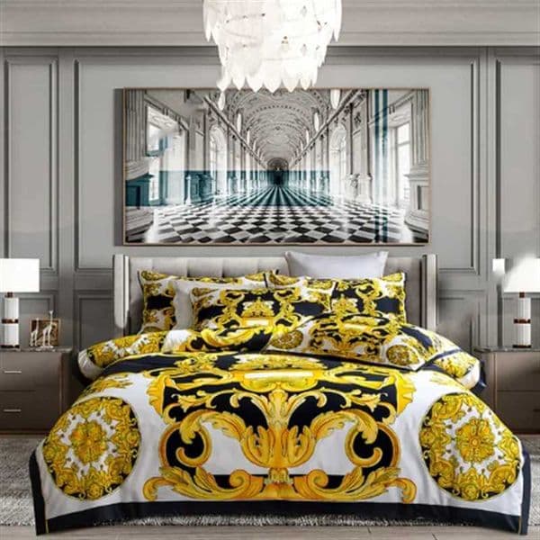 Luxury Baroque Style Bedding Set Digital Printing Queen King Size Duvet Cover Set Linen Pillowcases Home Textile Z251224
