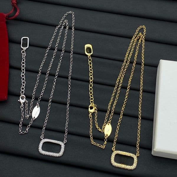 Luxury Necklace Letter Pendant High Quality 18k Gold Designer Crystal Necklace for Wedding Jewelry Gift with Box