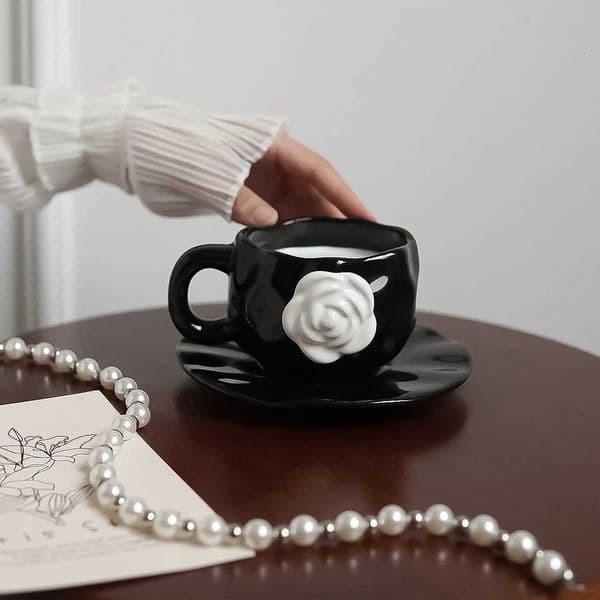 Gift Souveni 1Pc350Ml High-End Camellia MUg Exquisite Design Ceramic MUg Afternoon Tea Camellia Ceramic Cup MUg Coffee C251224