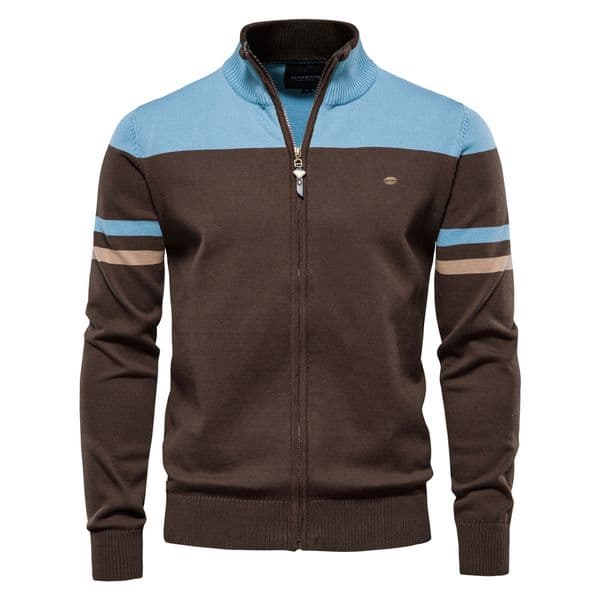 WOZK autumn and winter new cardigan men's sweater zipper knitted sweater high-quality men's new style warm