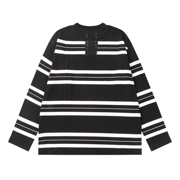 Brand Simple Striped Long Sleeved T-shirt Loose Oversized Casual Versatile Round Neck Top