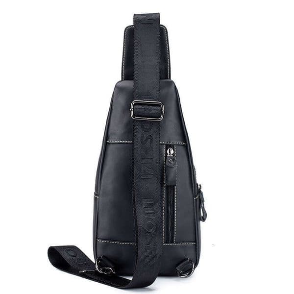 JINXIANGGUO Men S Large Capacity Leather Head Layer Cowhide Chest Bag Retro Casual Style Shoulder Bag