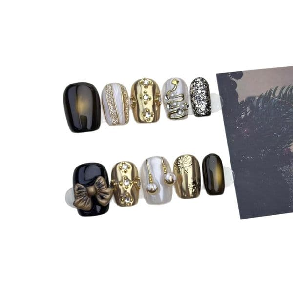 sophisticated wholesalers choice festive white gold feline eyelash nail stickers