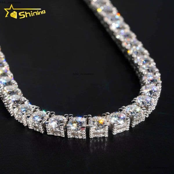 Luxurious Hip-Hop Jewelry for Men 5mm 6.5mm VVS Moissanite Tennis Chain Necklace