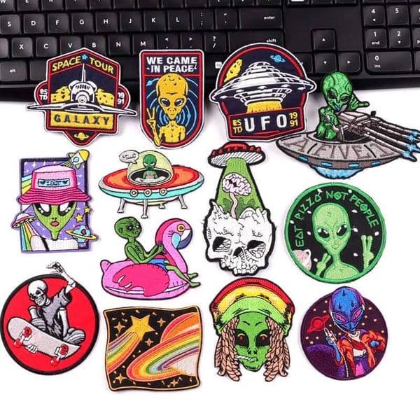 New Space Alien UFO Iron On Clothes Stickers DIY Planet Embroidery Patch Appliques Fusible Patches For Clothing Sew
