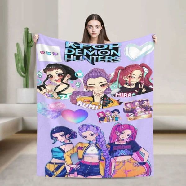 K-Pop Demon Hunters Anime Blankets Plush Awesome Breathable Throw Blanket for Bedding Lounge SummerPerfect GiftHome Decor W251224