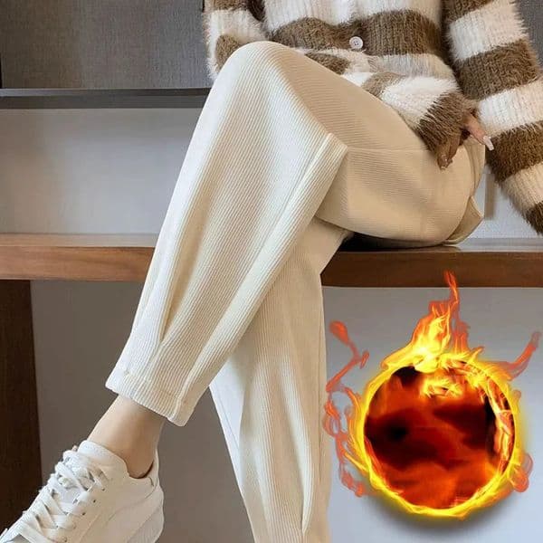 Autumn Winter Thickened Warm Harem Pant Versatile Casual Loose Corduroy Pants Lady Elastic Waist Plus Velvet Trousers 251223BANJIA