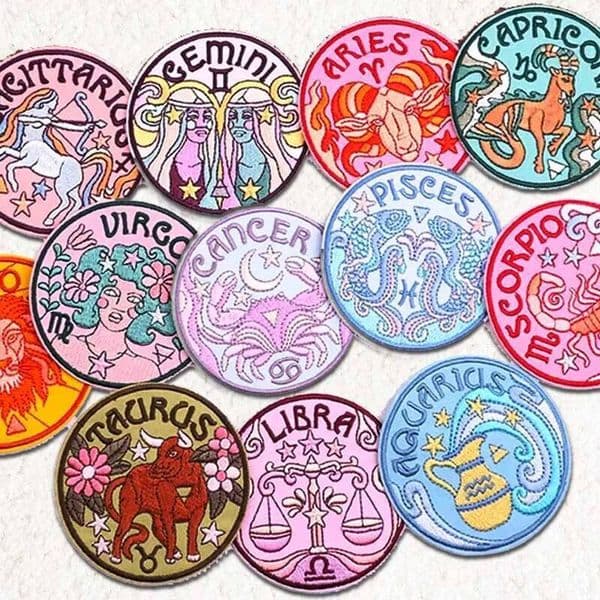 New Constellation Embroidered Libra Taurus Patch Iron For Clothing Thermoadhesive Patches On Clothes Jacket