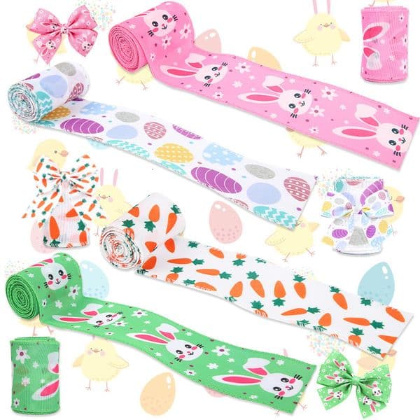 2026 New New Easter Iron Wire Edge Gift Box Packaging Cartoon Bunny Egg Printed Decoration Bow Ribbon Designer