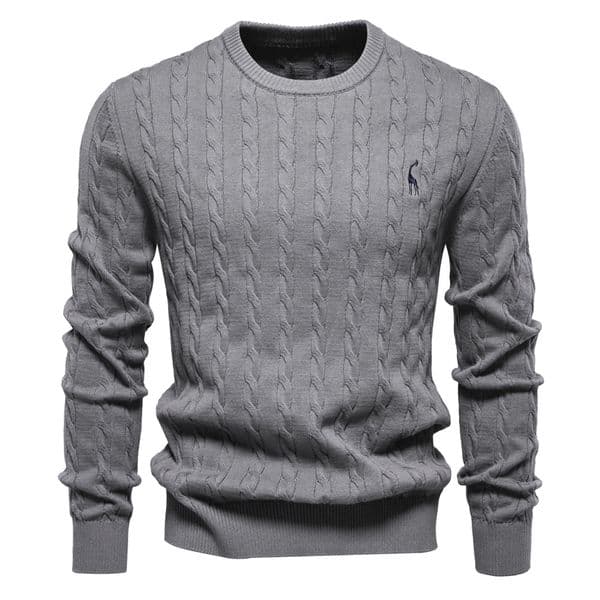 WOZK Autumn/Winter New High Quality Men's Sweater Hoodie with Deer Embroidery Solid Color Knitted Sweater for Men