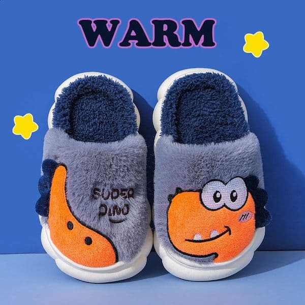 2025 Autumn Winter Kids Cute Dinosaur Warm Slippers Childrens Catoon Animal Indoor Shoes Boys and Girls Home Cotton Slippers 251224BJ