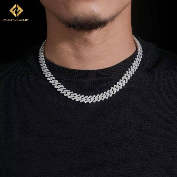 Factory Direct 10MM VVS Moissanite Cuban Link Chain Hip Hop Moissanite Iced Out Diamond Cuban Necklace Fine Jewelry for Men