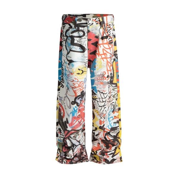 Vintage Graffiti Digital Print Mens Jeans Pants Streetwear Straight Patchwork Loose Casual Denim Trousers Oversized Cargos 251223