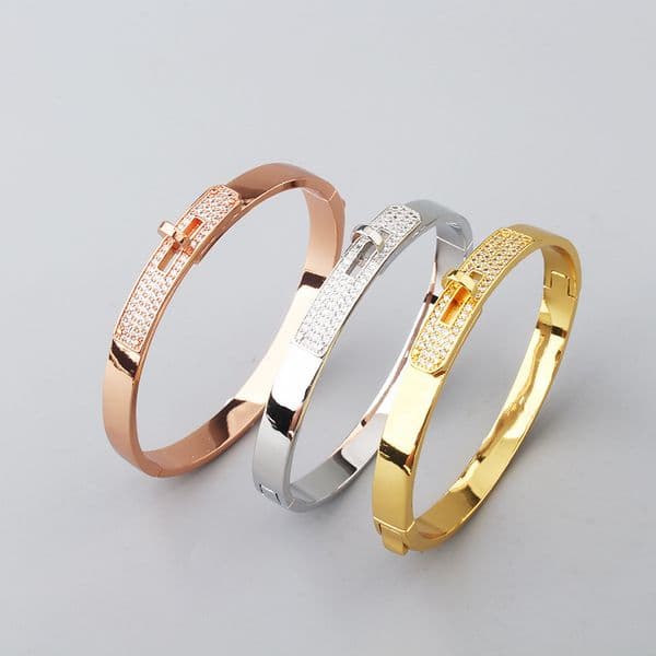 And Style Classic Hot-Selling Bracelet Simple Versatile Micro-Inlaid Zircon Button Bracelet Size 17 Unisex Jewelry Wholesale