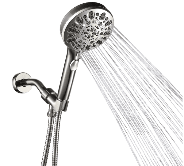 Premium Brushed Nickel Finish 7-Function Hand-Held Showerset Including 59" Hose and Essential Sealing Components