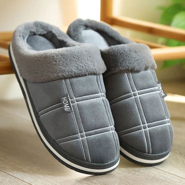 House slippers for men Plaid Warm Soft Comfortable Non Slip Living room Shoes Sturdy Sole Big Size 40-50 251223