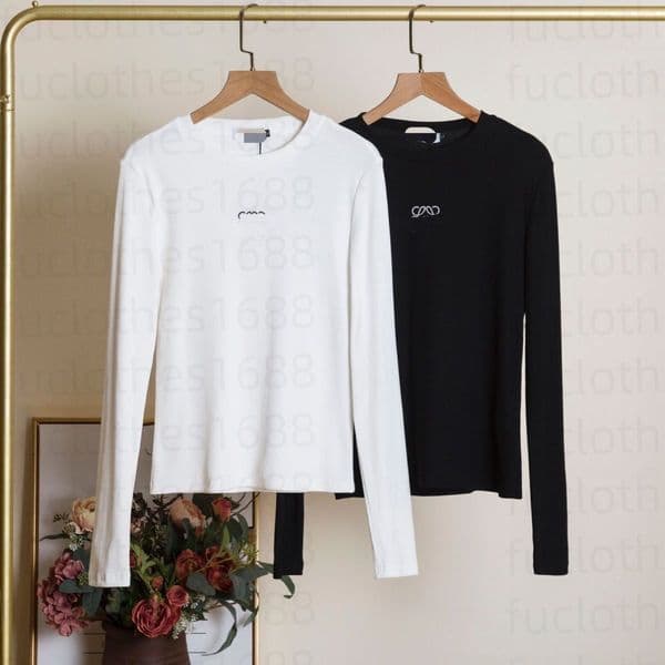 designer shirt women ropa de mujer plain black white long sleeve tshirts ladies clothing round collar outwear tops tee luxury brands Spring Fall street wear