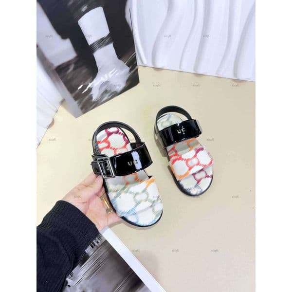 Brand baby Sandals Shiny patent leather design kids shoes Size 26-35 Including paper boxes summer Child Slippers A283X08N065-f
