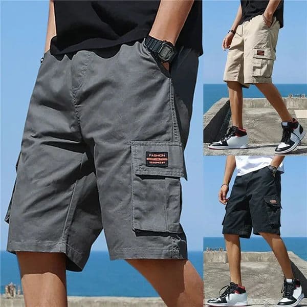 Men Trend Cargo Shorts Mens Letter Print Pocket Shorts Summer Fashion Casual Straight Shorts Male ropa hombre 251225