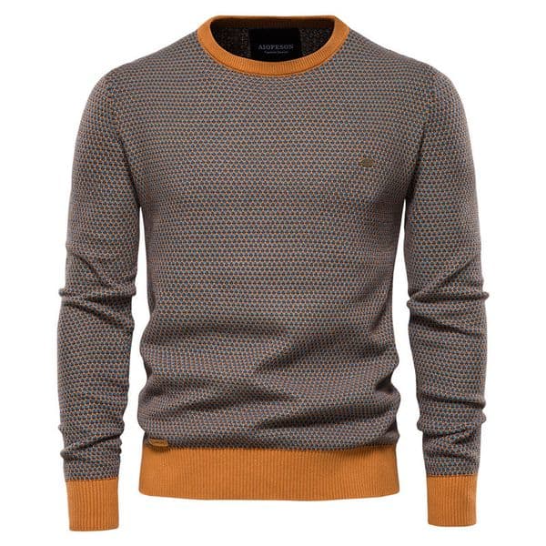 WOZK Knitted Top Men's Base Autumn/Winter Men's Round Neck Men's Hoodie High Elasticity Comfortable Korean Edition Long Sleeve designer